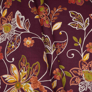 Purple Floral Print Cotton Fabric OG-30412 - TradeUNO