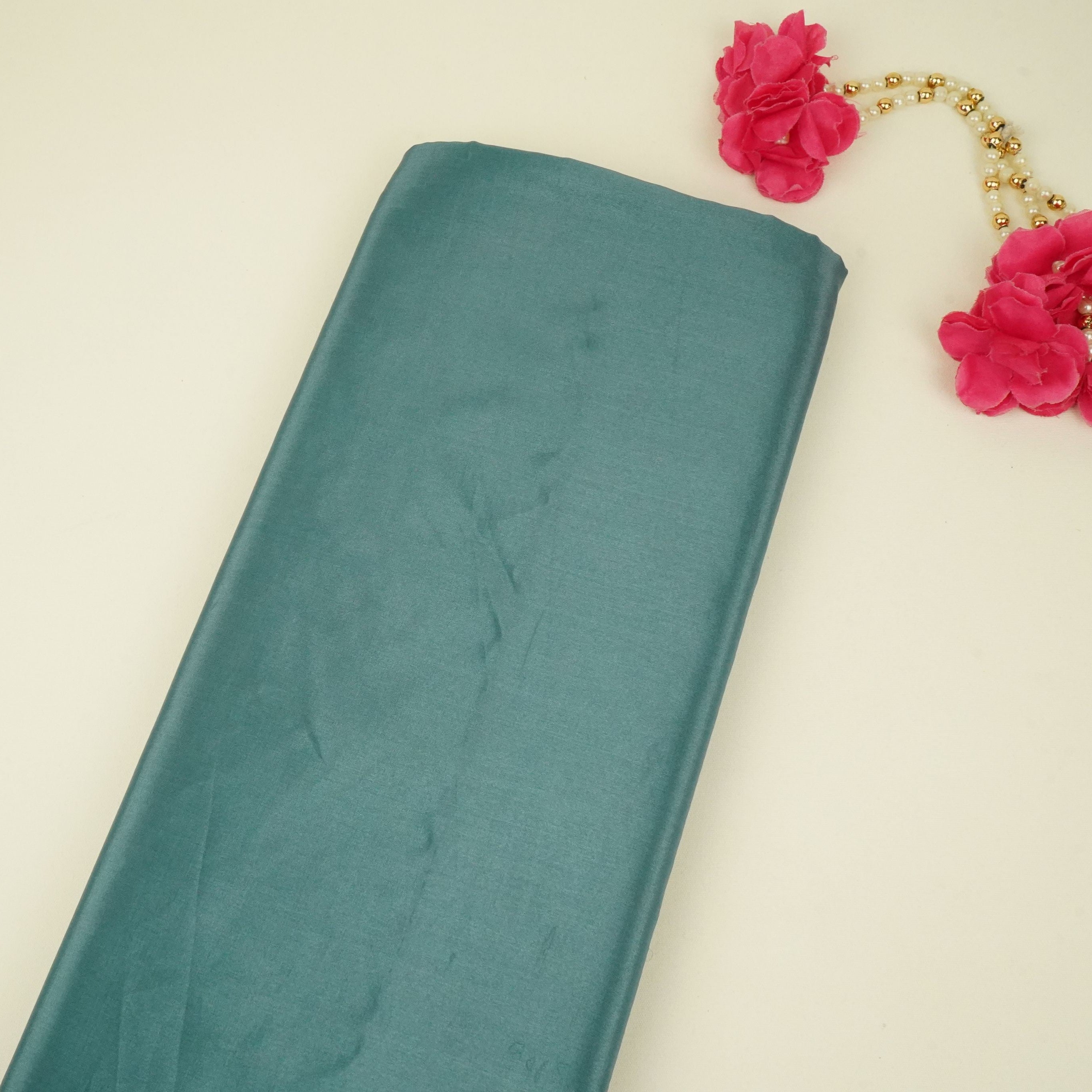 Teal Blue Solid H.O Silk Fabric MFH-26 - TradeUNO