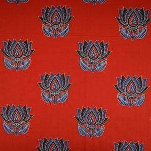 Red Pichwai Print Cotton Fabric OG-30330 - TradeUNO