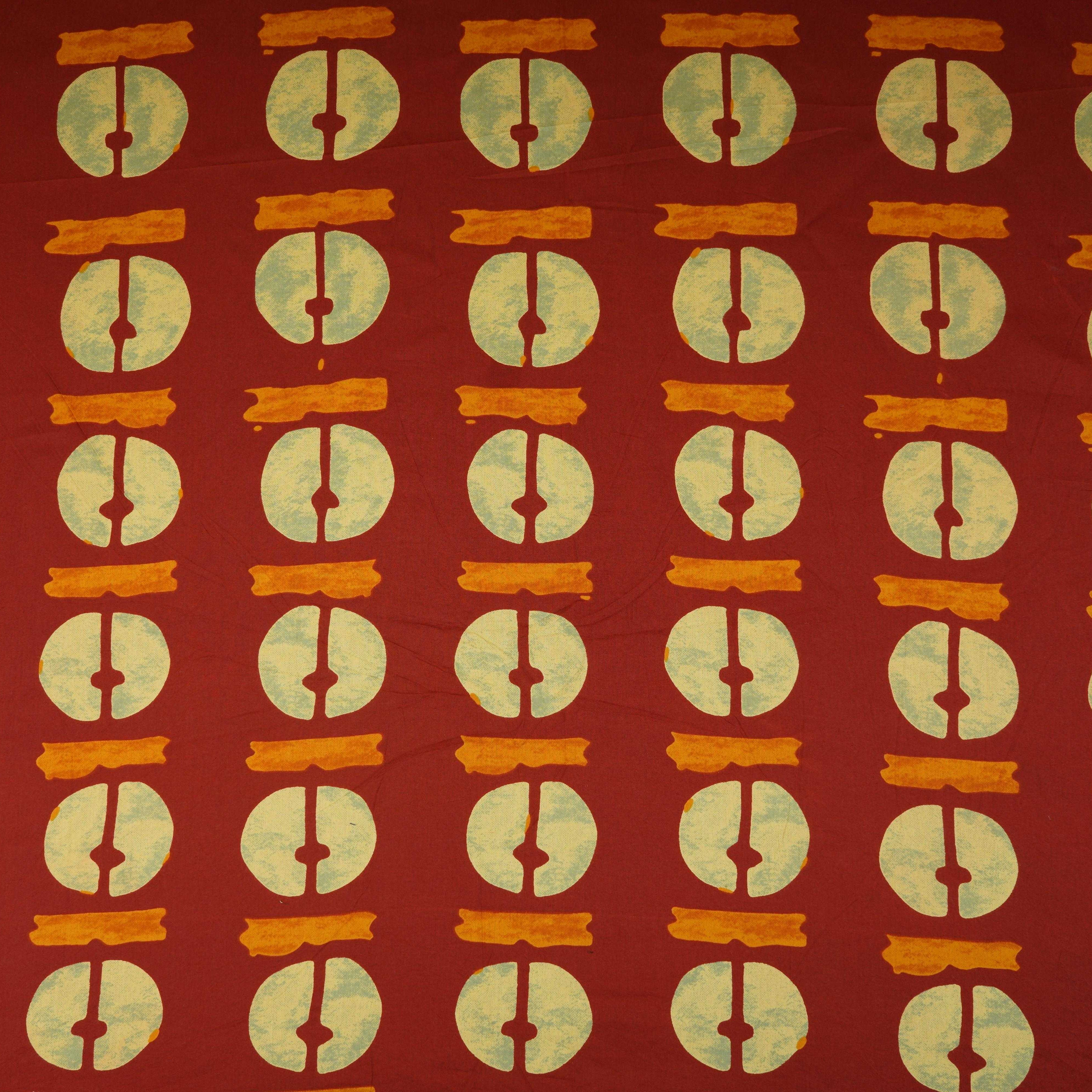 Maroon Block Print Cotton Fabric OG-30418 - TradeUNO