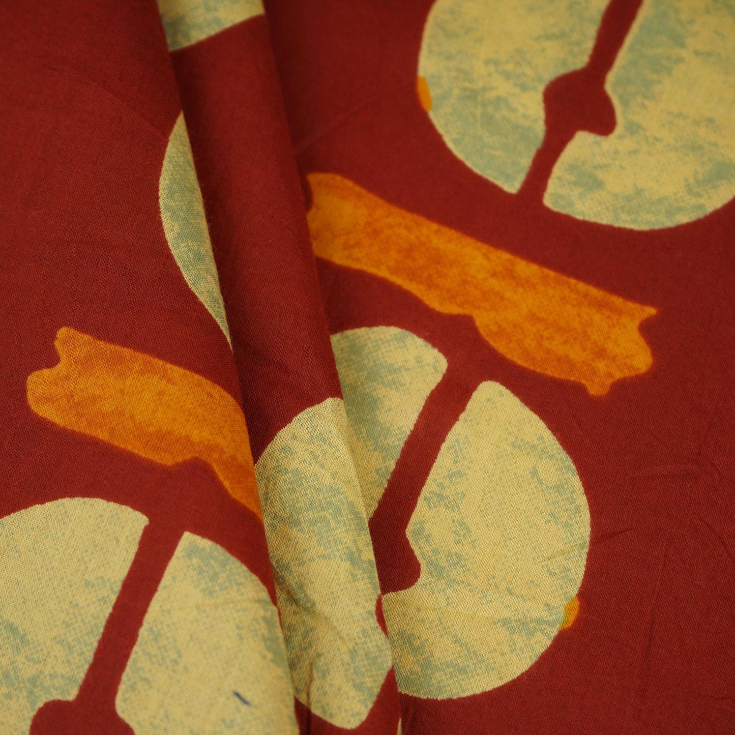 Maroon Block Print Cotton Fabric OG-30418