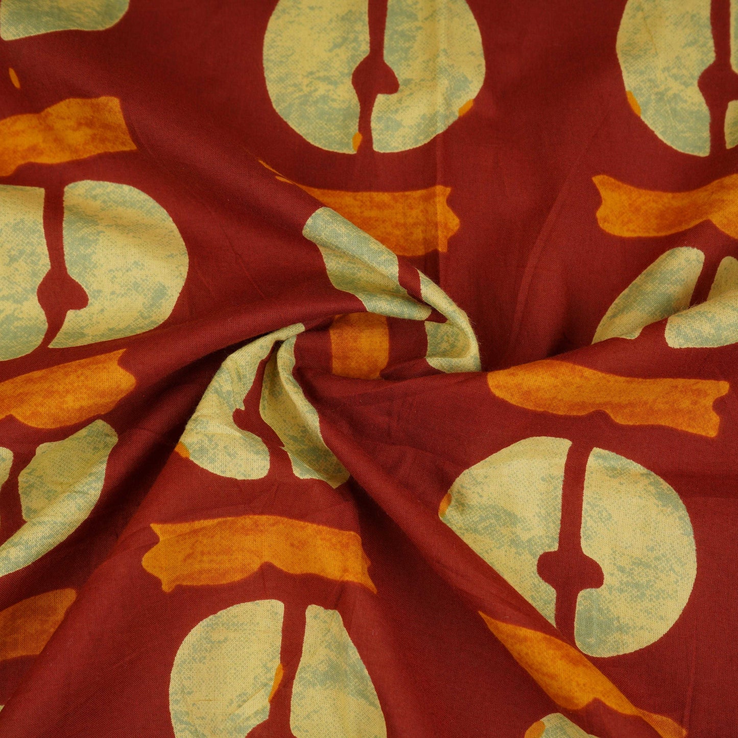 Maroon Block Print Cotton Fabric OG-30418