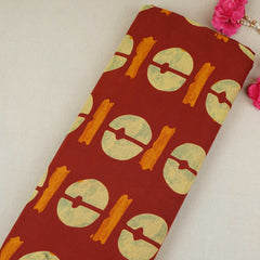 Maroon Block Print Cotton Fabric OG-30418