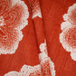 Orange & White Floral Applique Print Cotton Fabric OG-30417