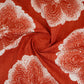Orange & White Floral Applique Print Cotton Fabric OG-30417