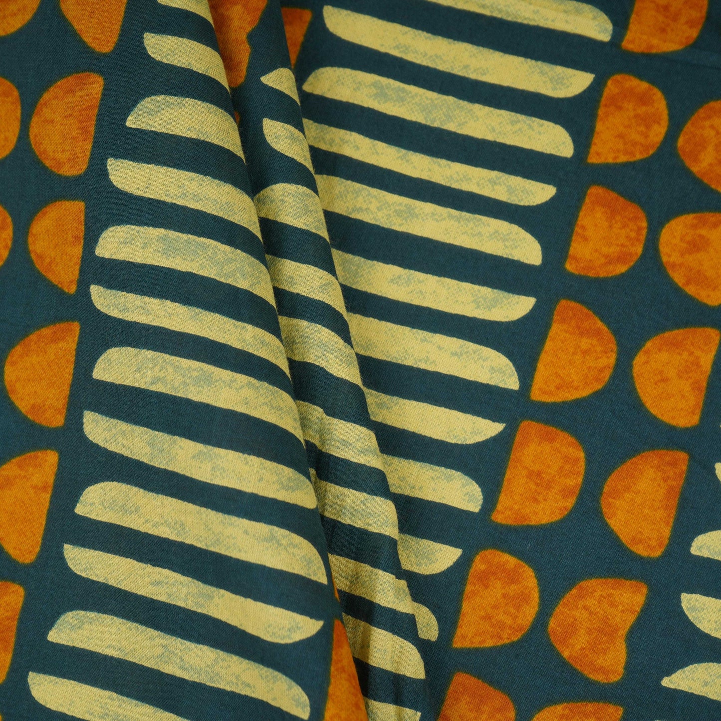 Blue Abstract Print Cotton Fabric OG-30421