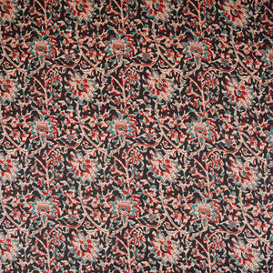 Black Kalamkari Print Cotton Fabric OG-30305 - TradeUNO