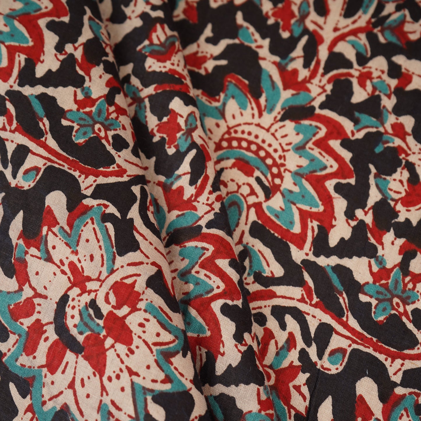 Black Kalamkari Print Cotton Fabric OG-30305