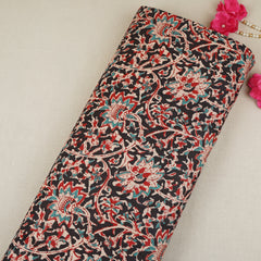 Black Kalamkari Print Cotton Fabric OG-30305