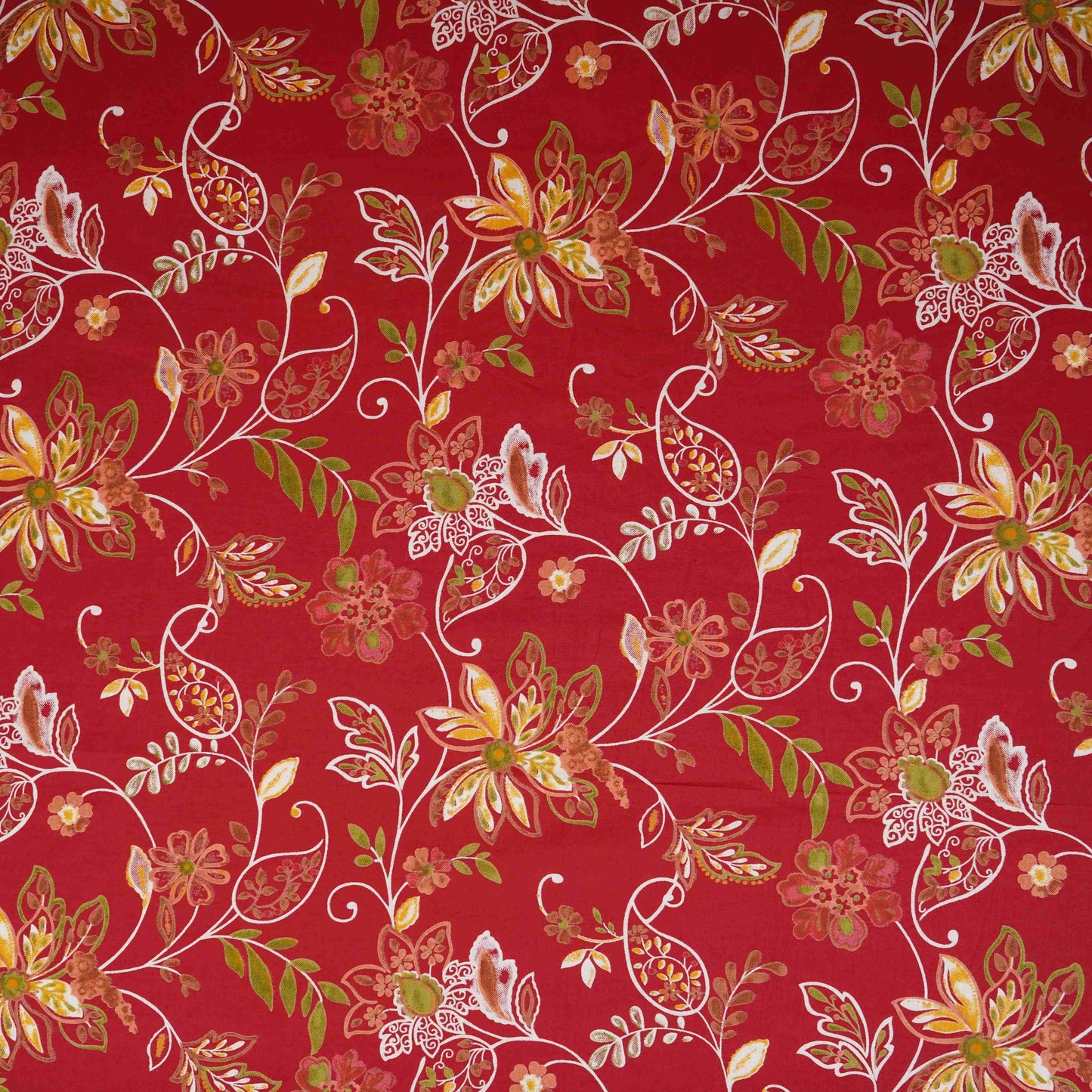 Red Floral Print Cotton Fabric OG-30411