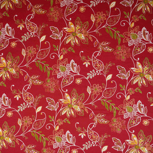 Red Floral Print Cotton Fabric OG-30411 - TradeUNO