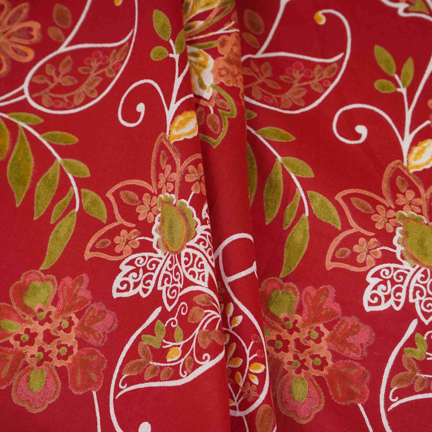 Red Floral Print Cotton Fabric OG-30411