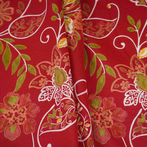 Red Floral Print Cotton Fabric OG-30411 - TradeUNO