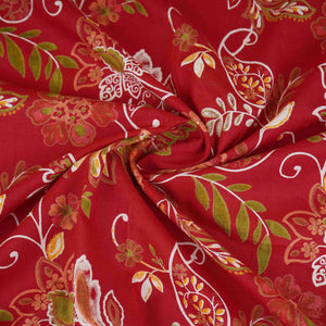 Red Floral Print Cotton Fabric OG-30411 - TradeUNO