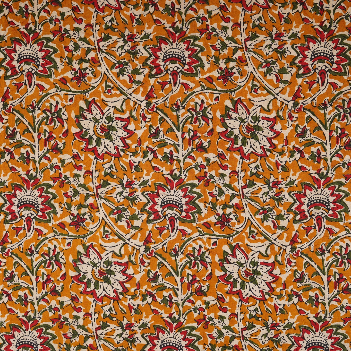 Yellow Kalamkari Print Cotton Fabric OG-30303