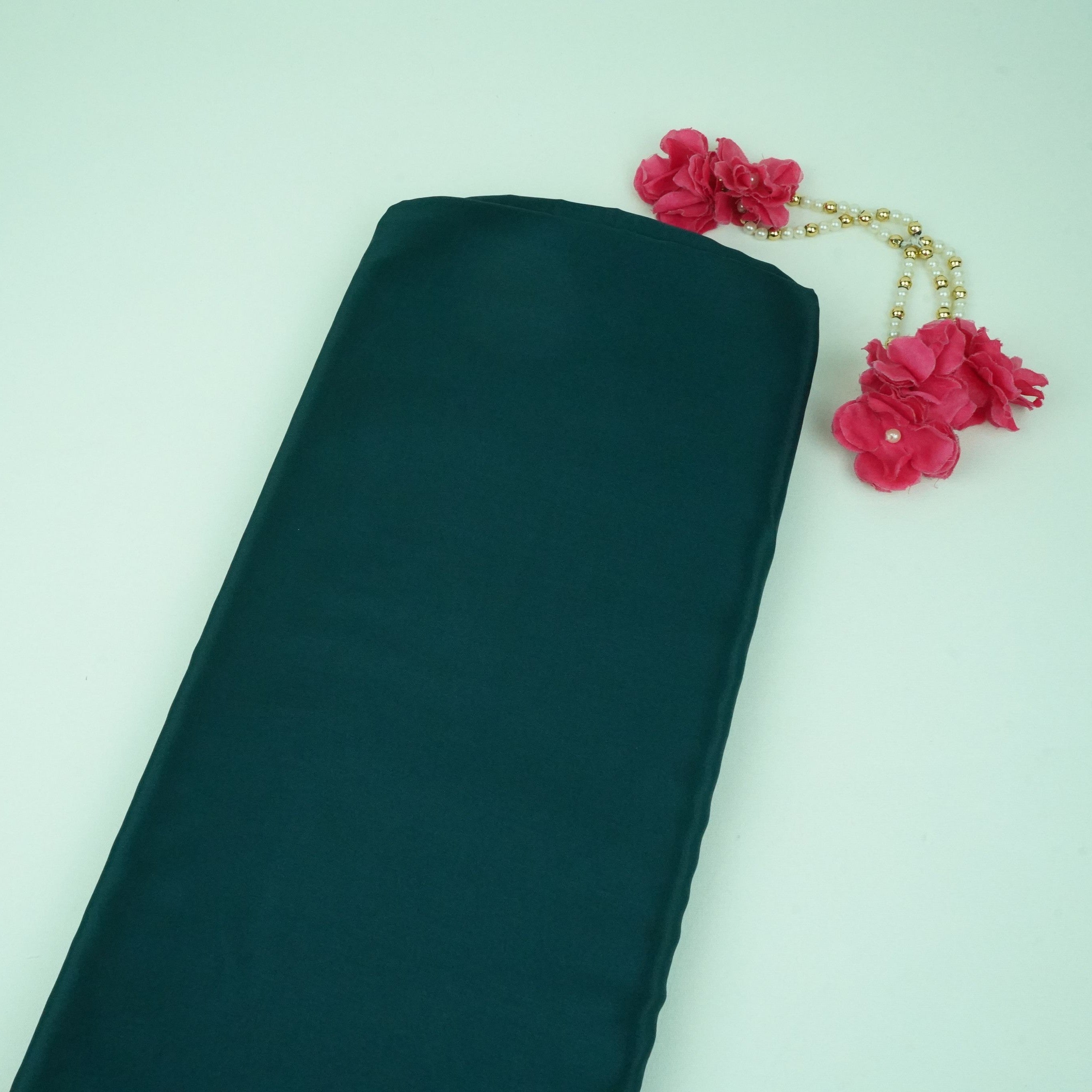 Teal Green Solid H.O Silk Fabric MFH-08 - TradeUNO