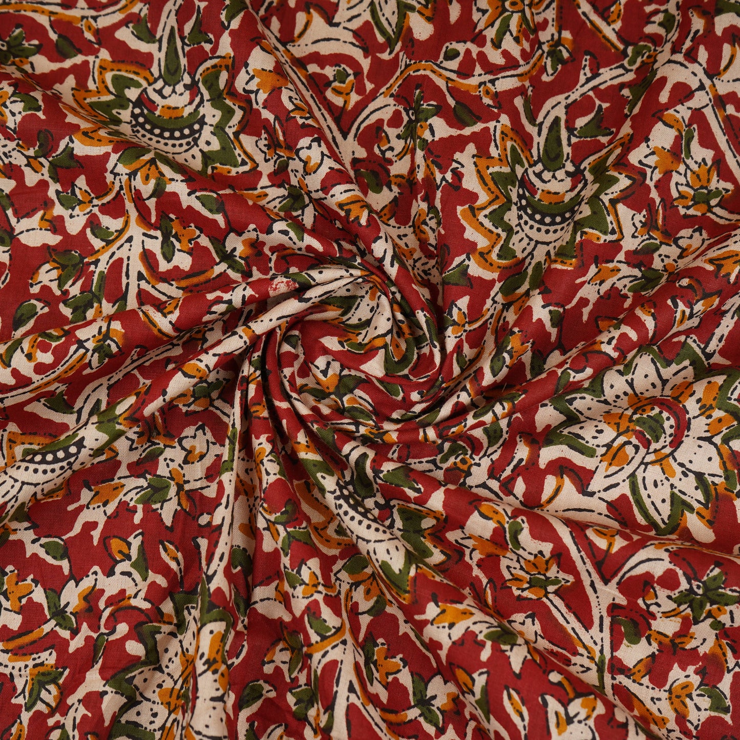 Red Kalamkari Print Cotton Fabric OG-30306