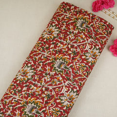 Red Kalamkari Print Cotton Fabric OG-30306