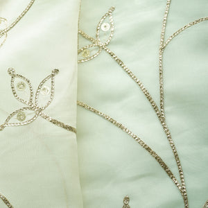 Cream Gota Embroidery Orangza Fabric
