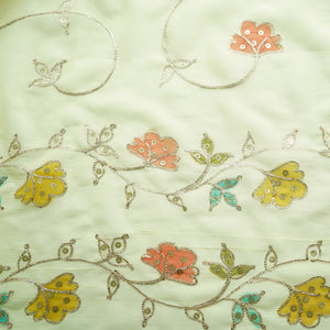 Light Yellow Gota Embroidery Orangza Fabric