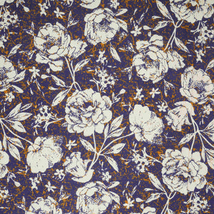 Navy Blue & White Floral Print Cotton Fabric OG-30314 - TradeUNO