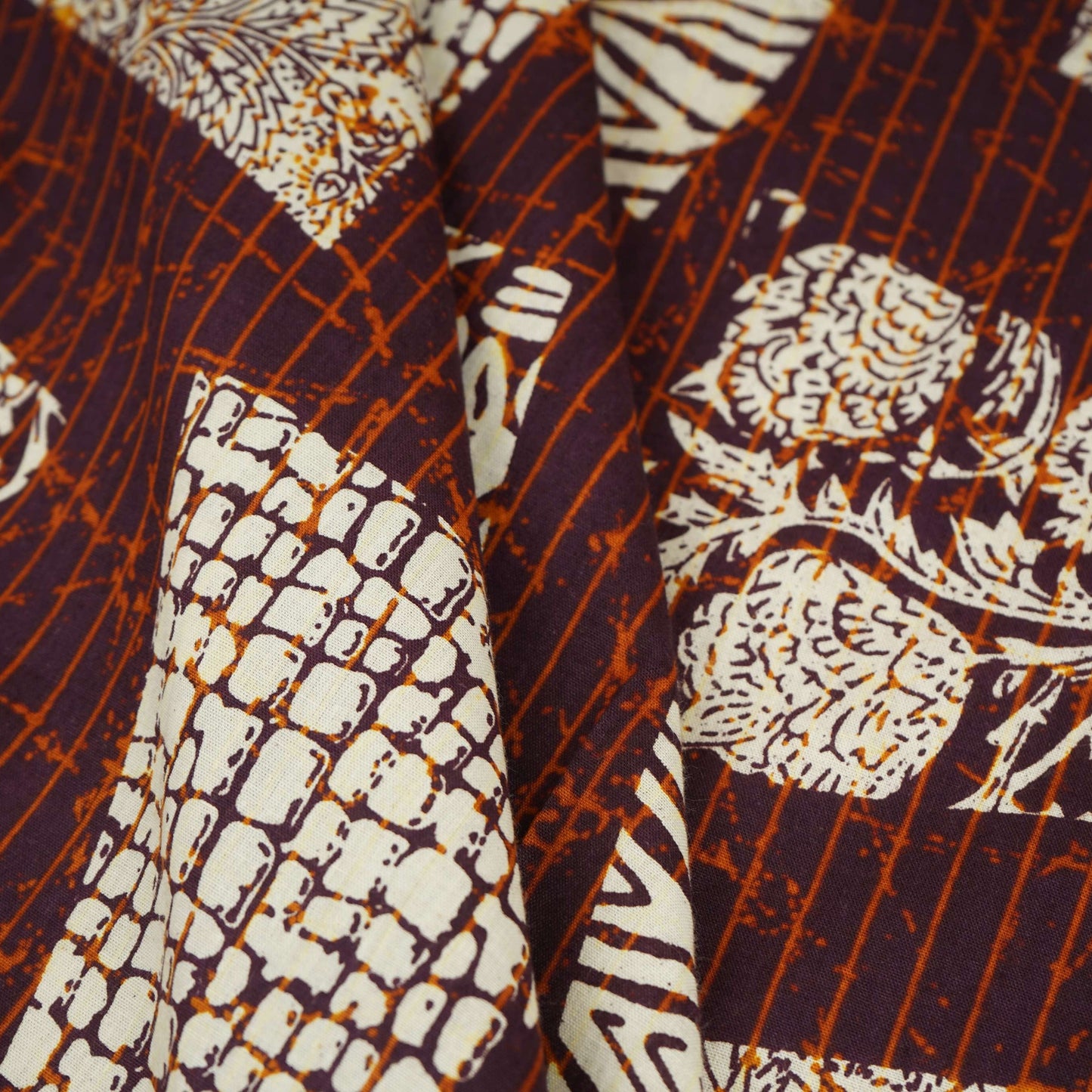 Purple & White Batik Print Cotton Fabric OG-30324