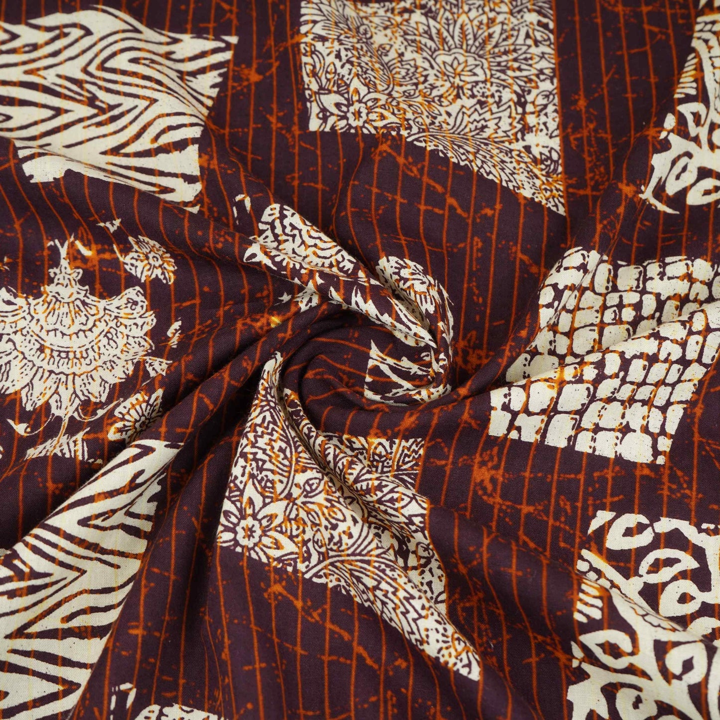 Purple & White Batik Print Cotton Fabric OG-30324