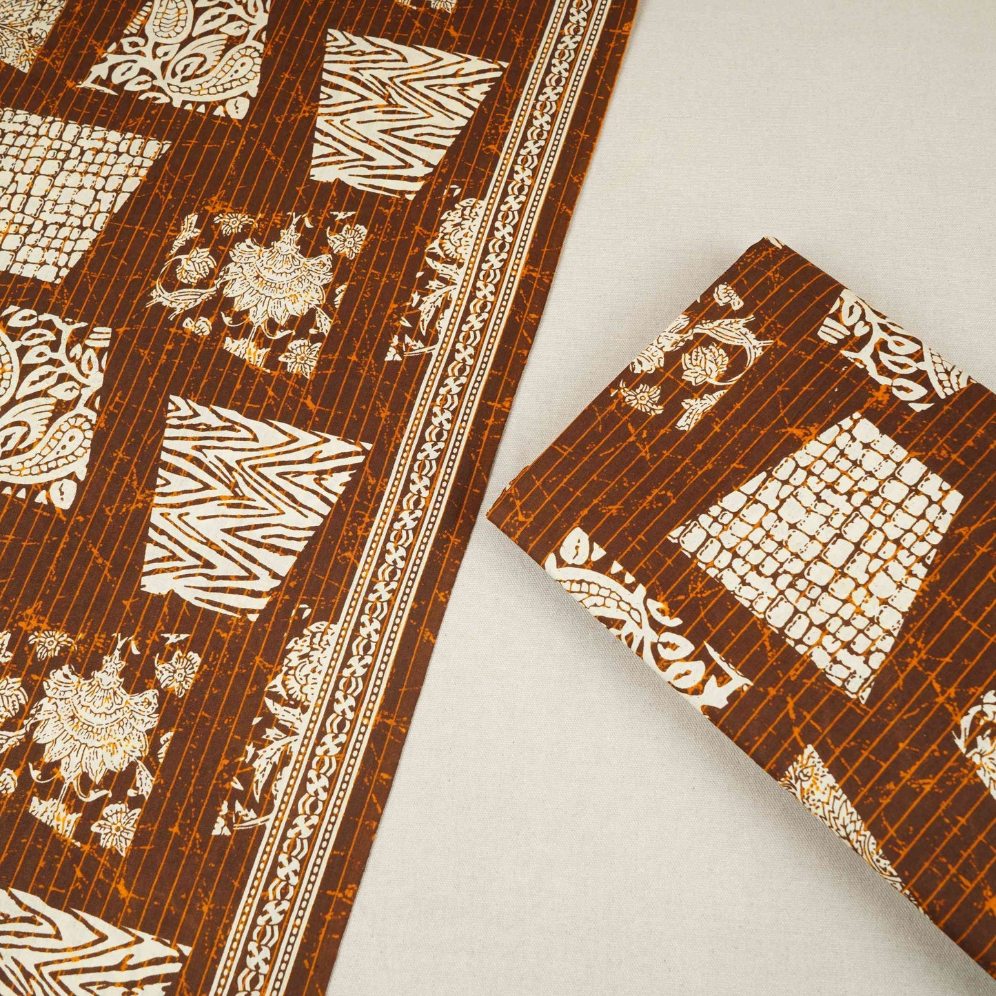 Brown & White Batik Print Cotton Fabric OG-30322