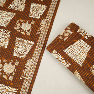 Brown & White Batik Print Cotton Fabric OG-30322 - TradeUNO