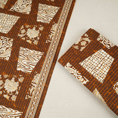 Brown & White Batik Print Cotton Fabric OG-30322