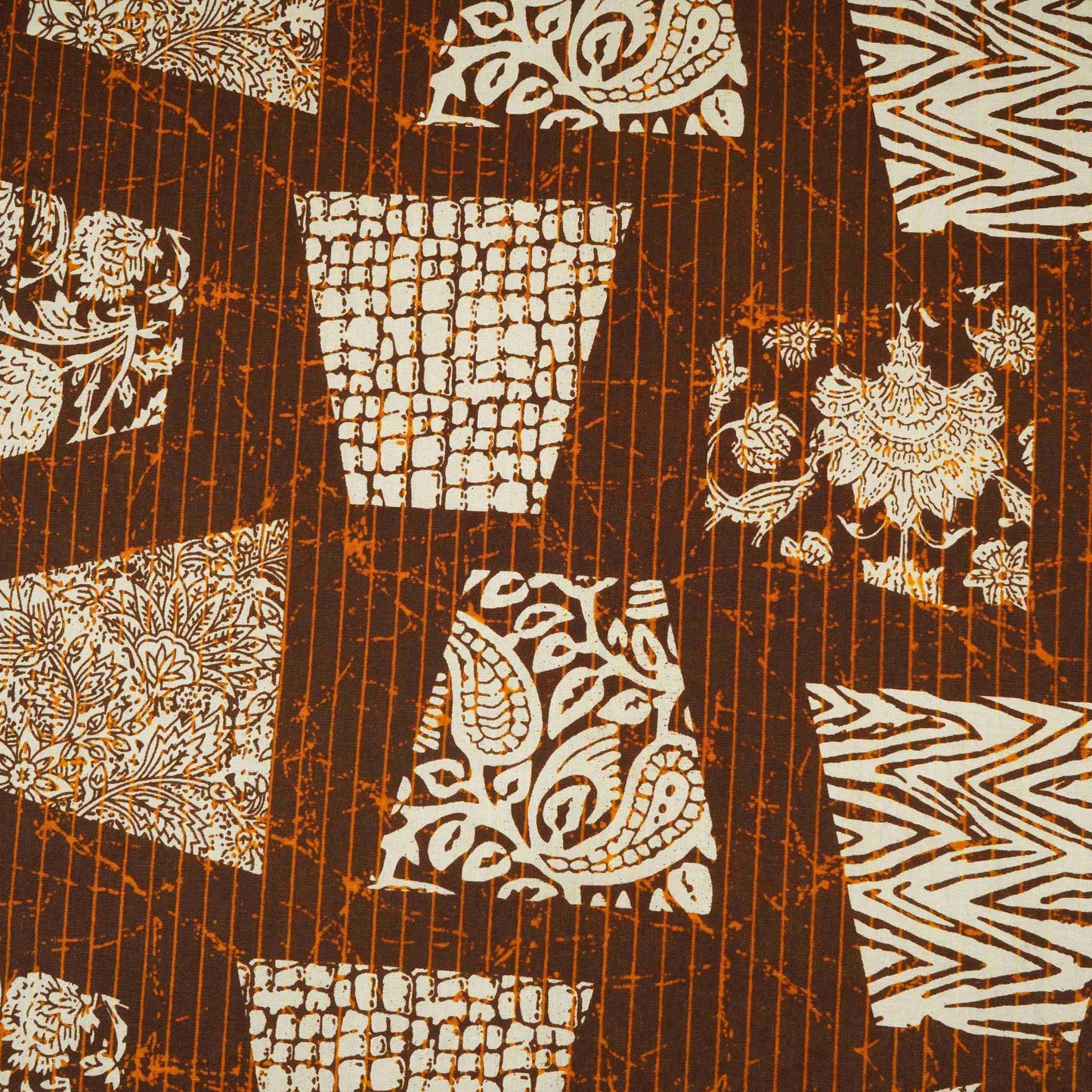 Brown & White Batik Print Cotton Fabric OG-30322