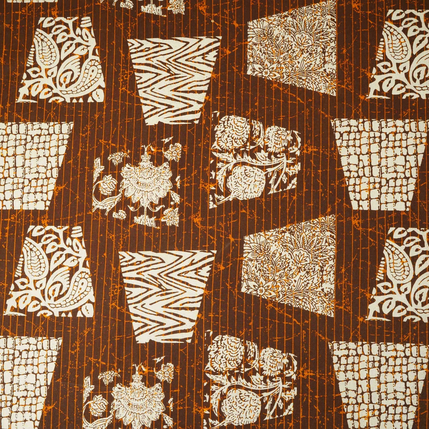 Brown & White Batik Print Cotton Fabric OG-30322