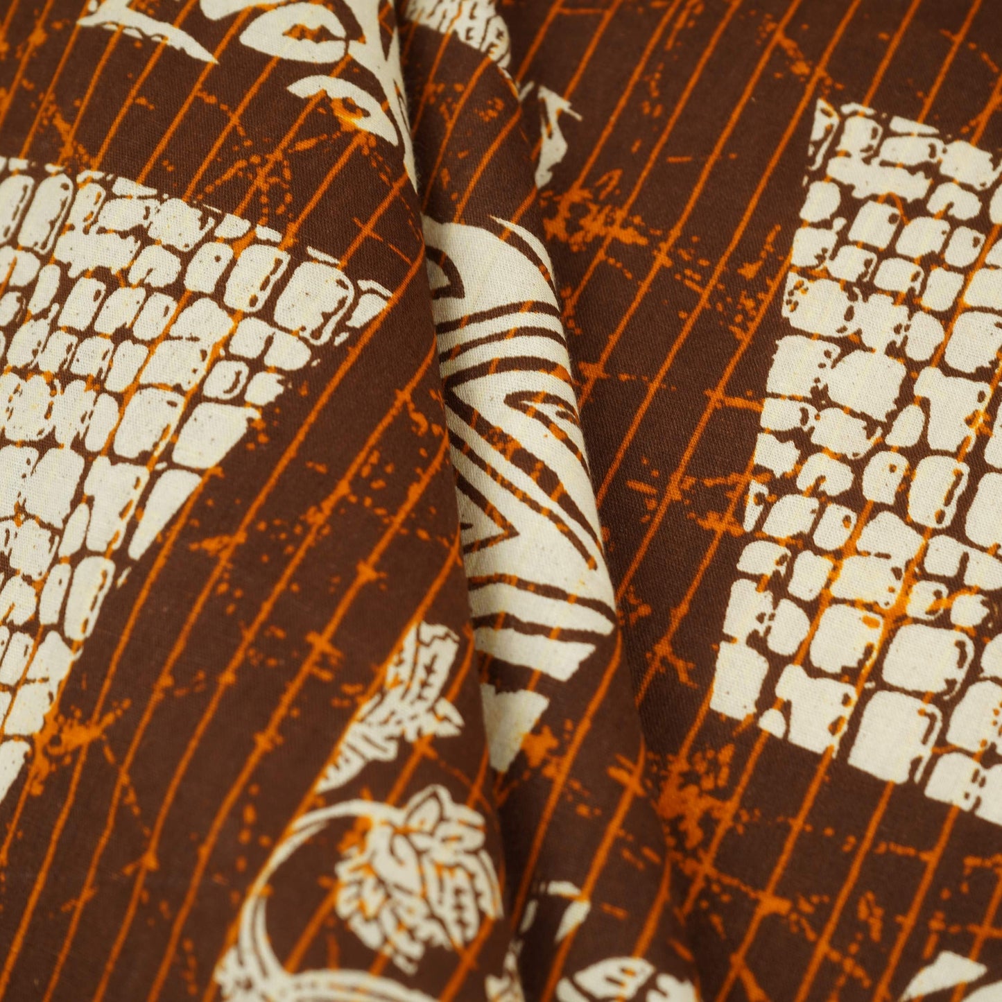 Brown & White Batik Print Cotton Fabric OG-30322