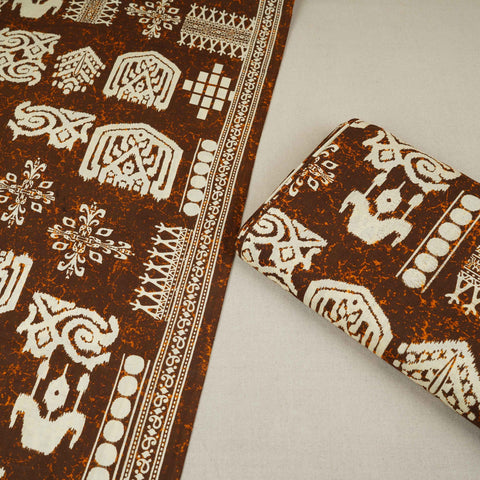 Brown & White Batik Print Cotton Fabric OG-30321