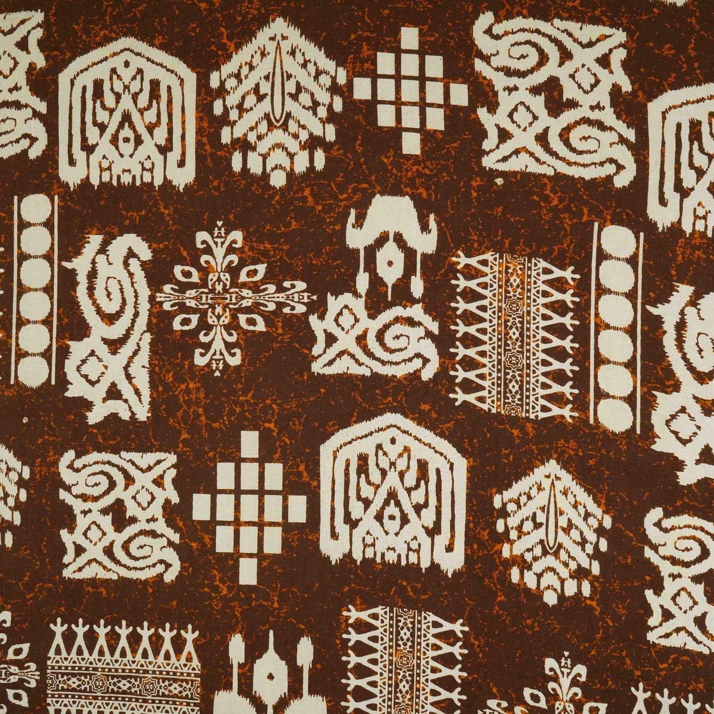 Brown & White Batik Print Cotton Fabric OG-30321