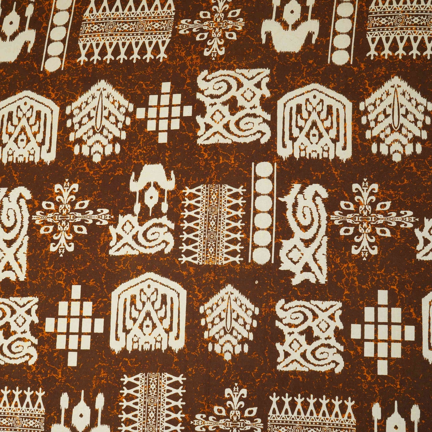 Brown & White Batik Print Cotton Fabric OG-30321