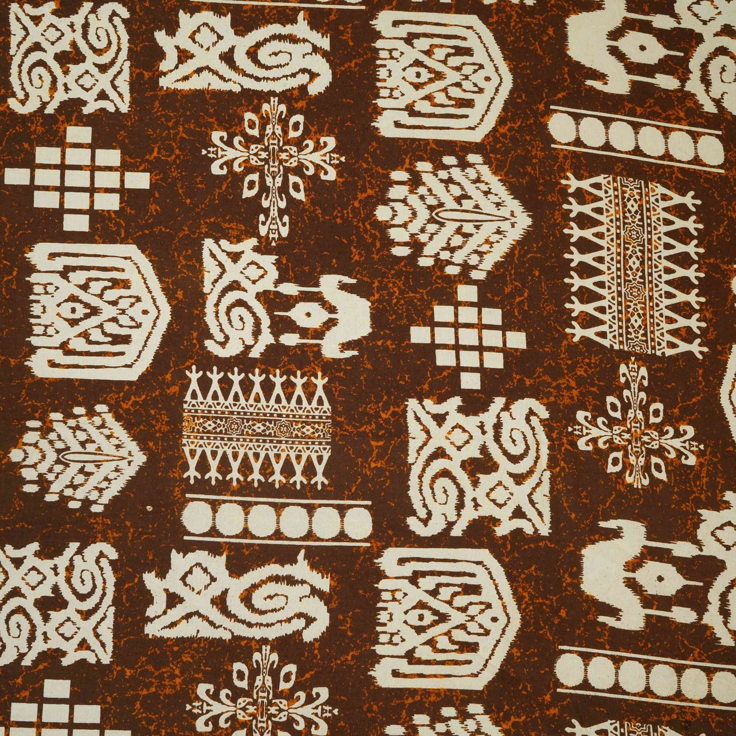 Brown & White Batik Print Cotton Fabric OG-30321