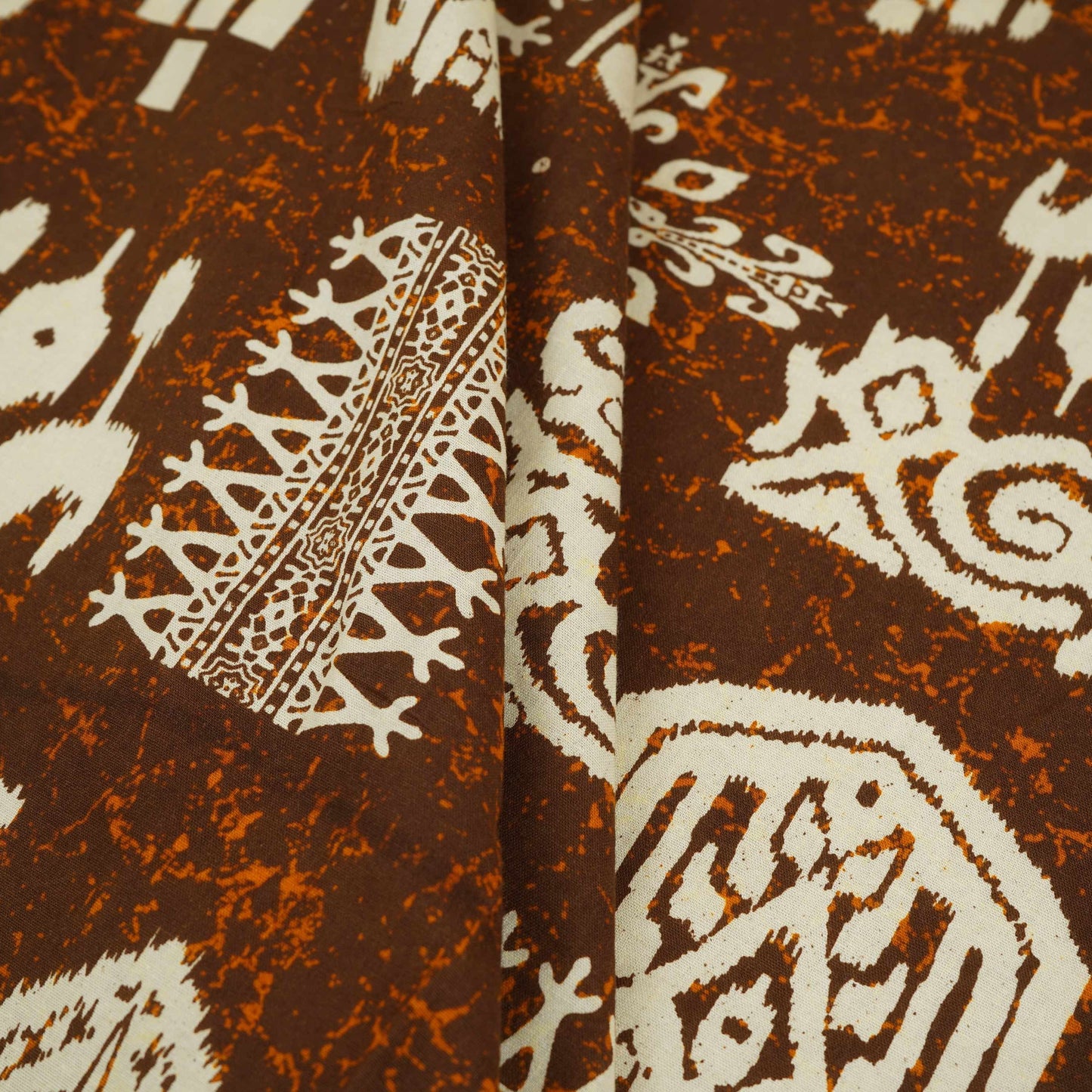 Brown & White Batik Print Cotton Fabric OG-30321