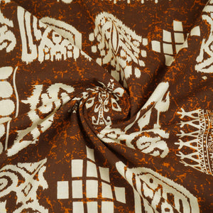Brown & White Batik Print Cotton Fabric OG-30321 - TradeUNO