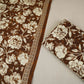 Brown & White Floral Print Cotton Fabric OG-30312