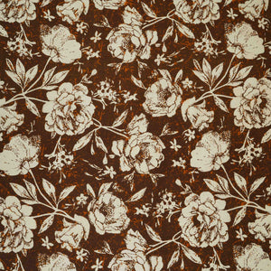 Brown & White Floral Print Cotton Fabric OG-30312 - TradeUNO