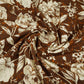 Brown & White Floral Print Cotton Fabric OG-30312