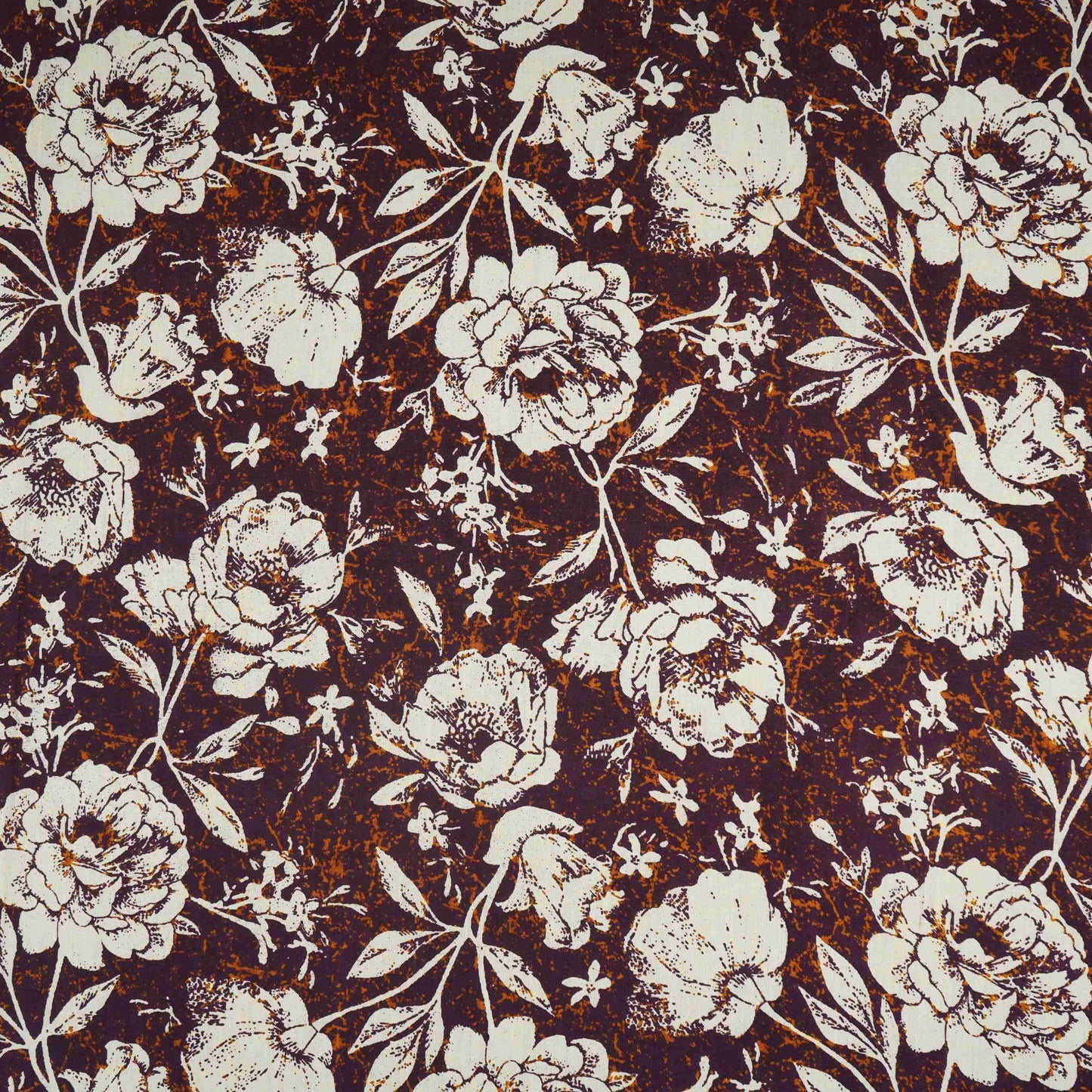 Purple & White Floral Print Cotton Fabric OG-30315
