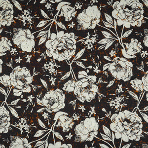 Black & White Floral Print Cotton Fabric OG-30316 - TradeUNO