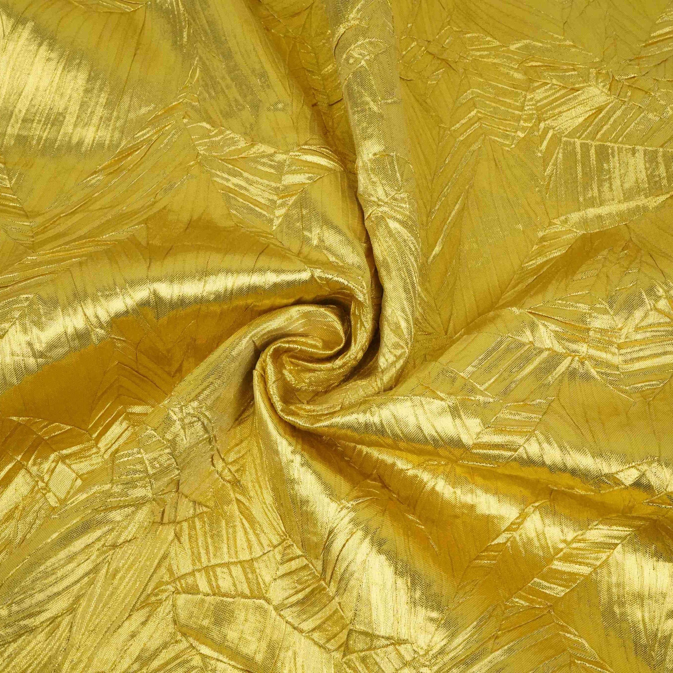 Dark Gold Zari Crush Fabric VCL-32268 - TradeUNO