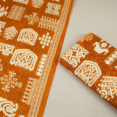 Brown & White Batik Print Cotton Fabric OG-30325
