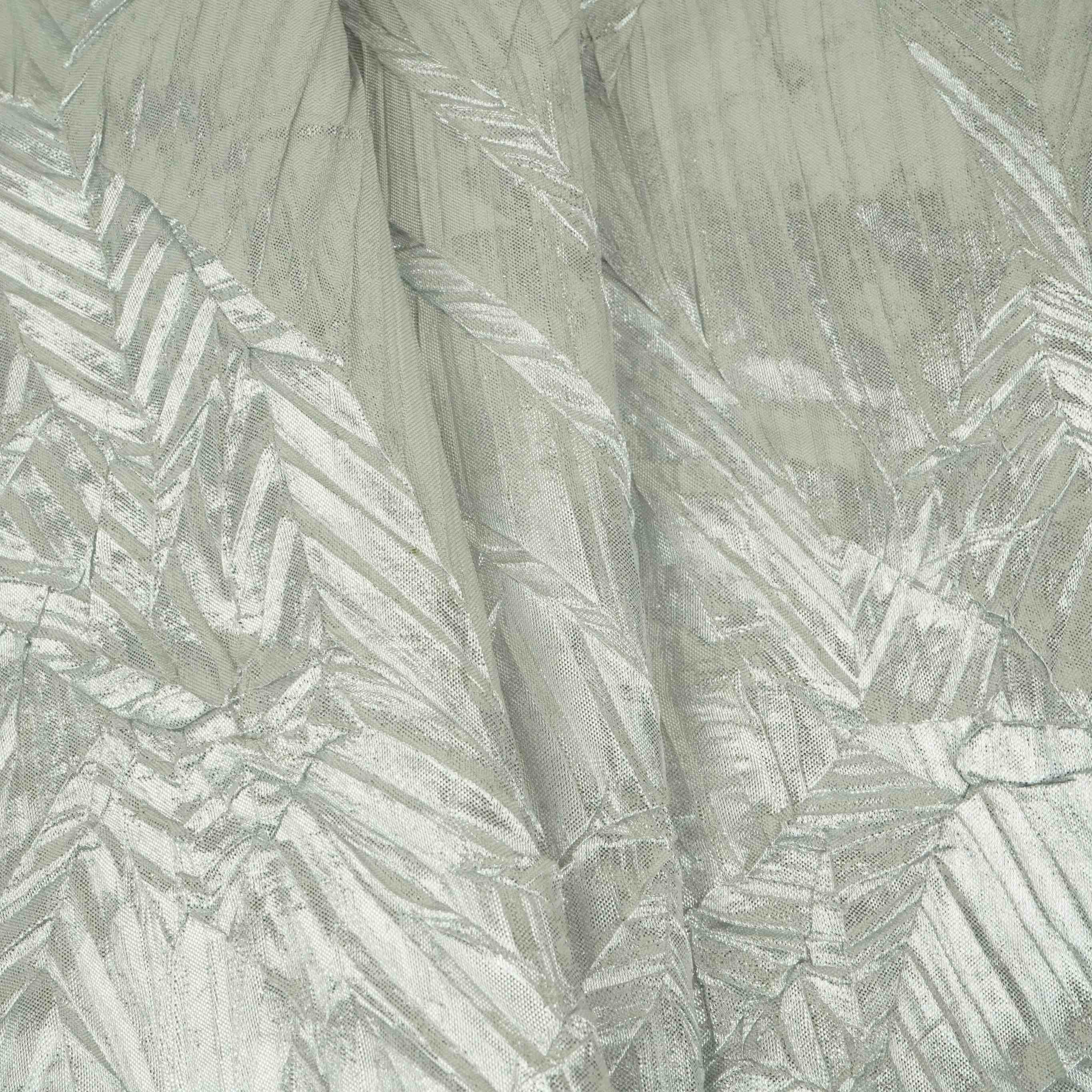 Silver Solid Zari Crush Fabric VCL-32266 - TradeUNO