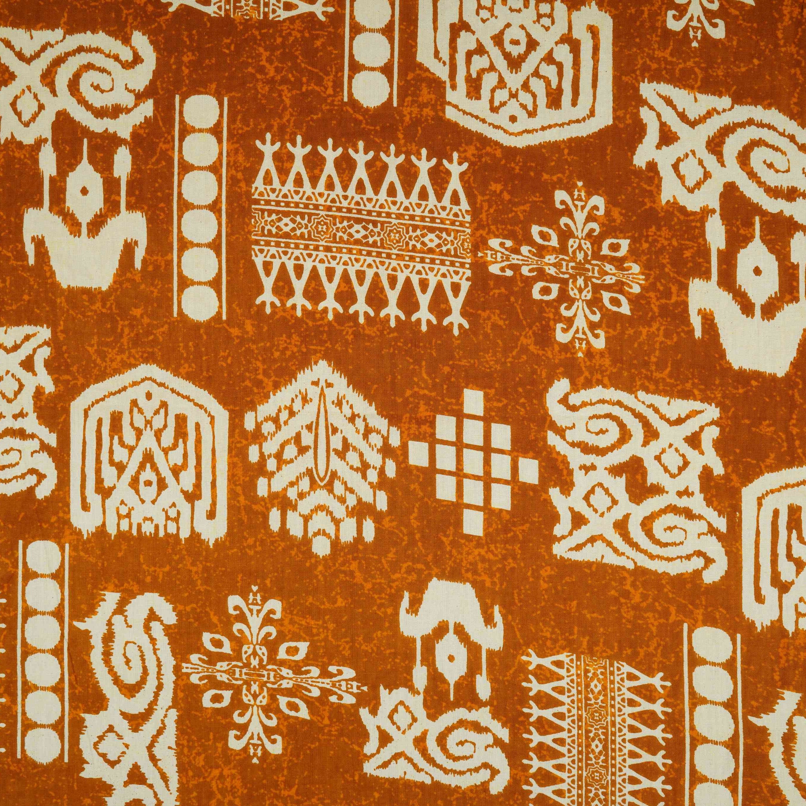 Brown & White Batik Print Cotton Fabric OG-30325 - TradeUNO