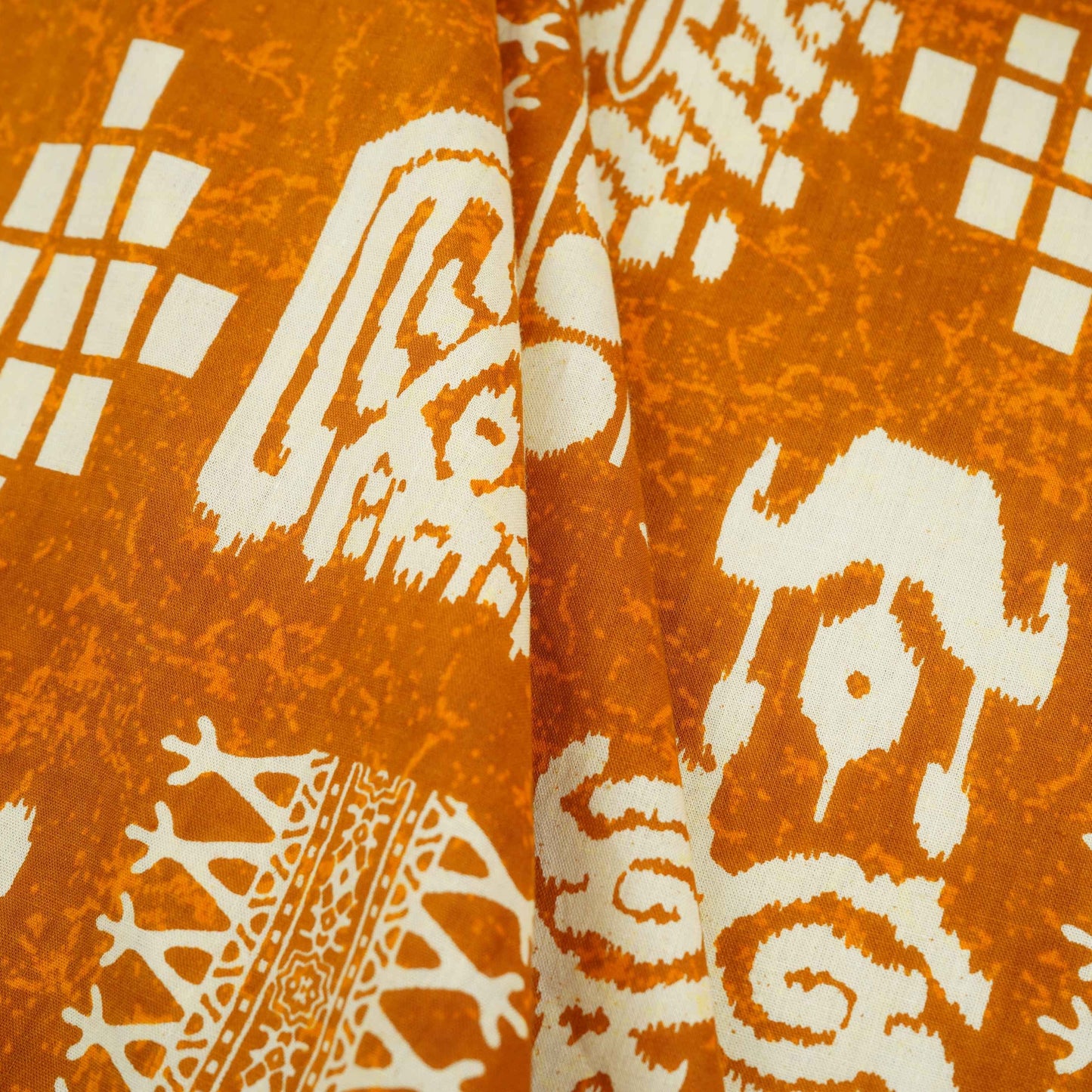 Brown & White Batik Print Cotton Fabric OG-30325