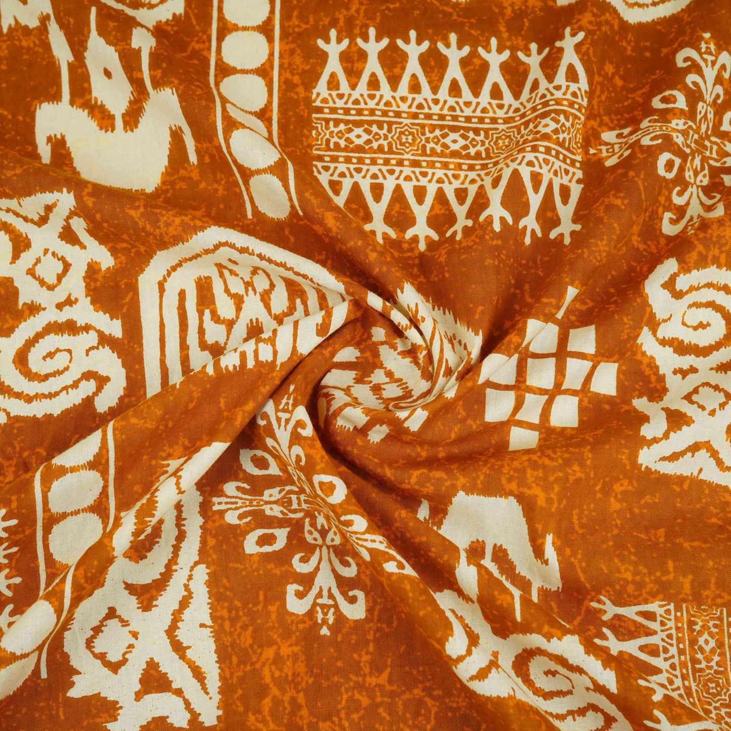 Brown & White Batik Print Cotton Fabric OG-30325